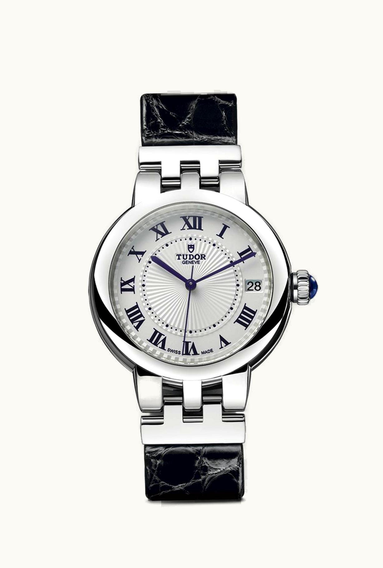 Tudor Clair de Rose 34 Stainless Steel / Silver-Roman/ Alligator