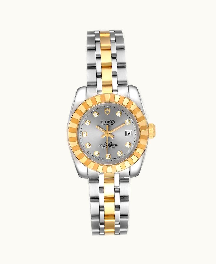 Tudor Classic 28 Stainless Steel / Yellow Gold / Fluted / White-Diamond / Bracelet