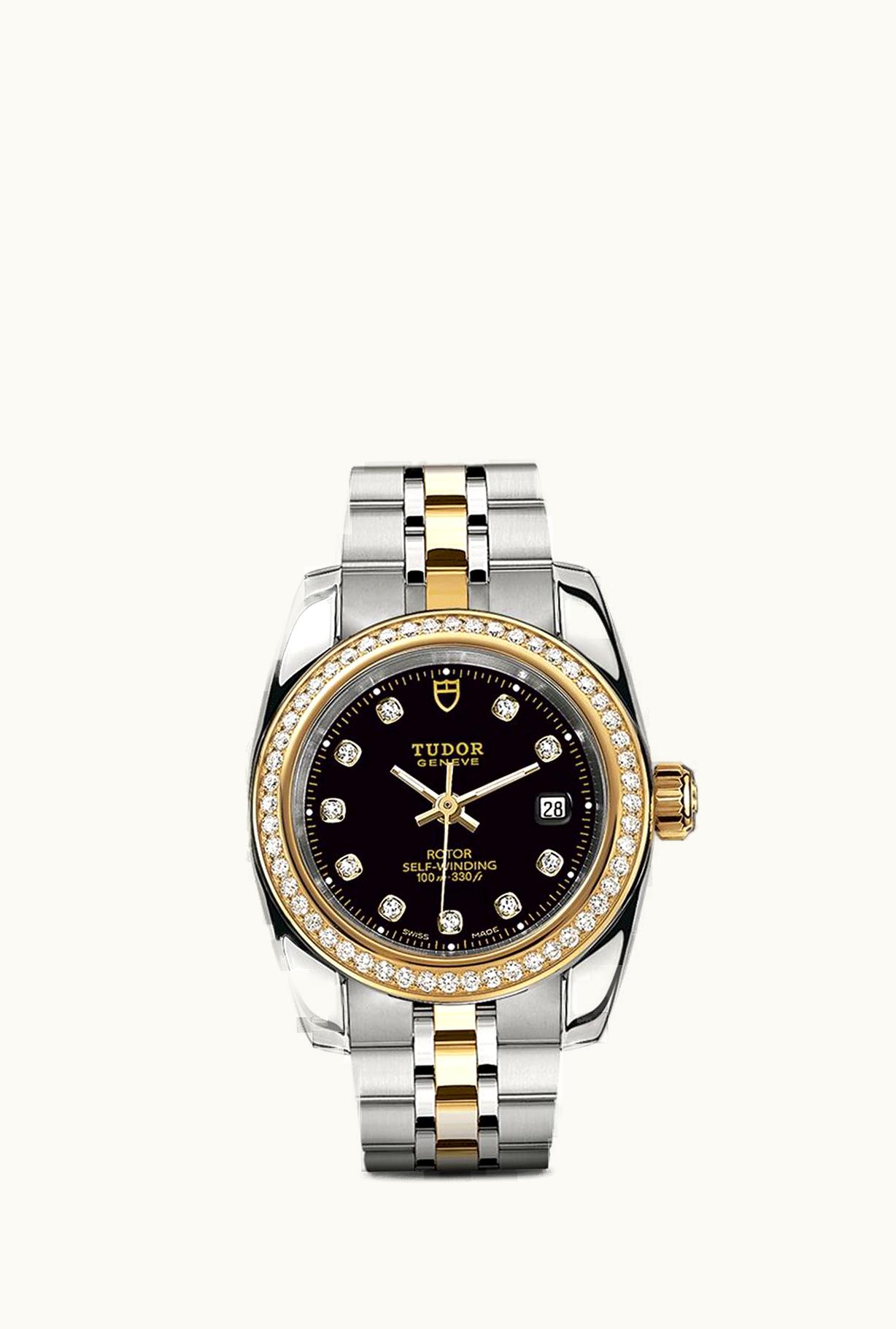 Tudor Classic 28 Stainless Steel / Yellow Gold / Diamond / Black-Diamond / Bracelet