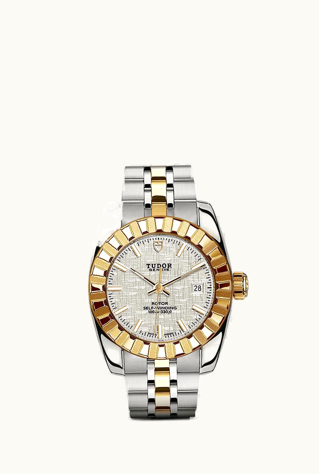 Tudor Classic 28 Stainless Steel / Yellow Gold / Fluted / Silver / Bracelet