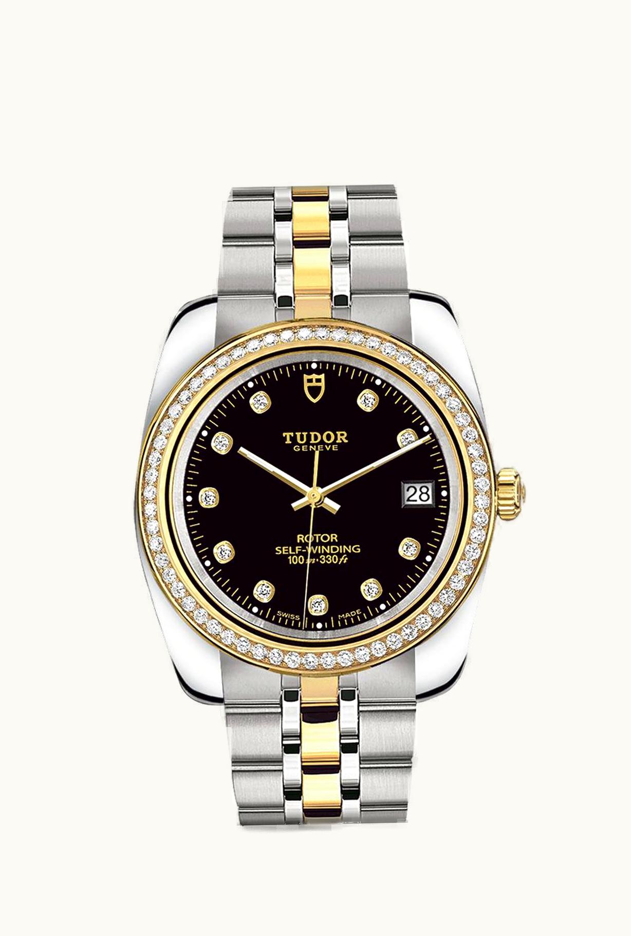 Tudor Classic 38 Stainless Steel / Yellow Gold / Diamond / Black-Diamond / Bracelet