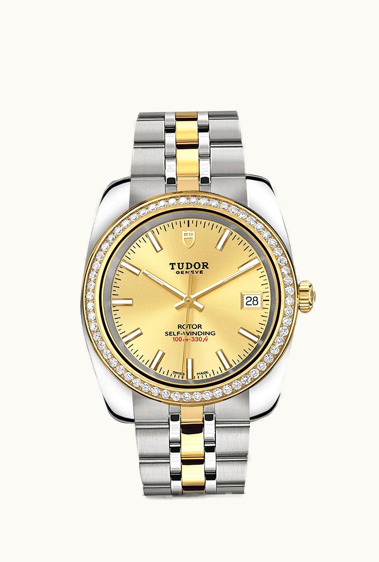 Tudor Classic 38 Stainless Steel / Yellow Gold / Diamond / Champagne / Bracelet