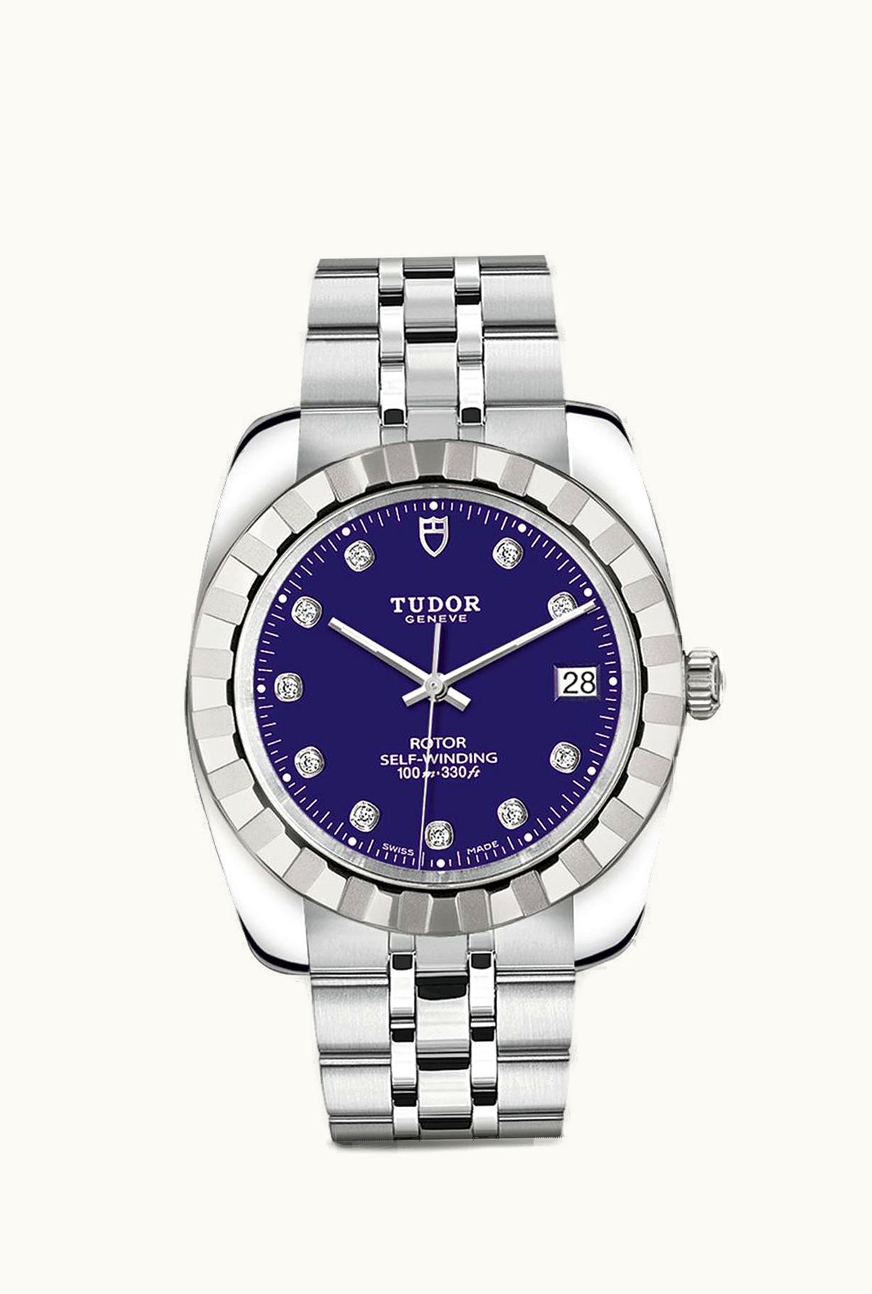 Tudor Classic 38 Stainless Steel / Fluted / Blue-Diamond / Bracelet
