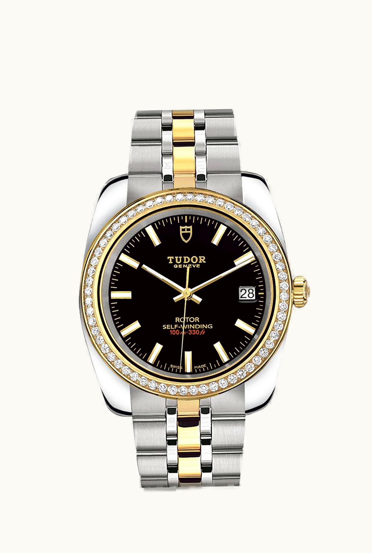 Tudor Classic 38 Stainless Steel / Yellow Gold / Diamond / Black / Bracelet