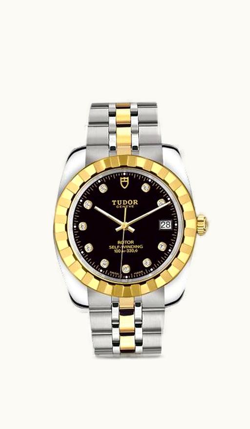 Tudor Classic 38 Stainless Steel / Yellow Gold / Fluted / Black-Diamond / Bracelet