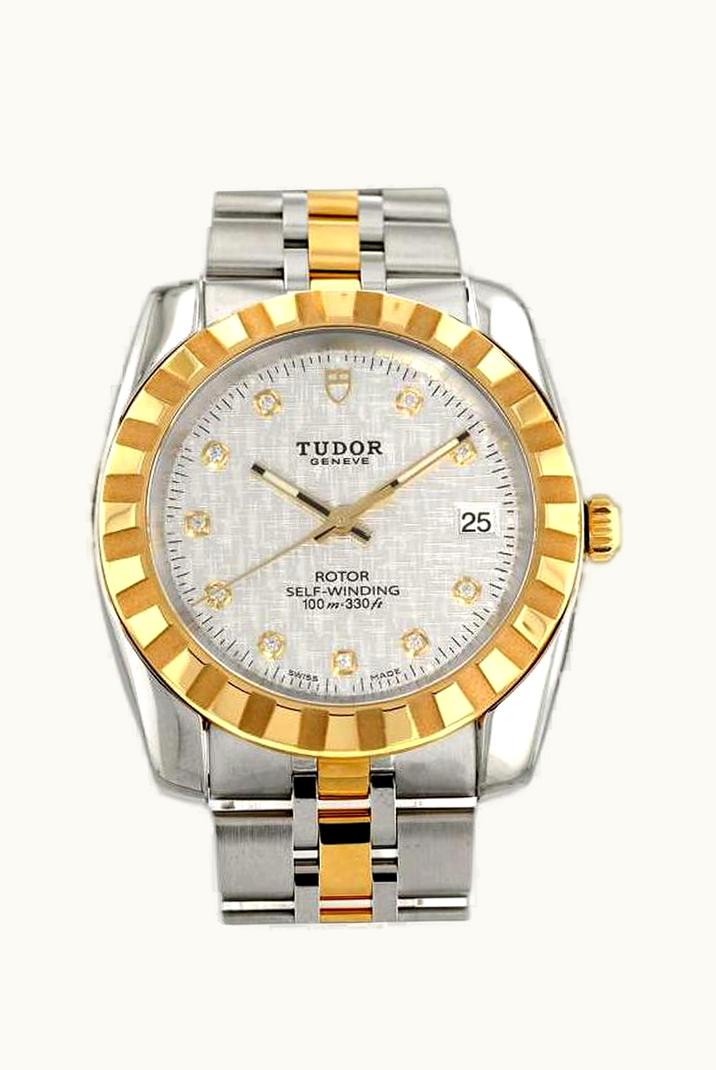 Tudor Classic 38 Stainless Steel / Yellow Gold / Fluted / White / Bracelet