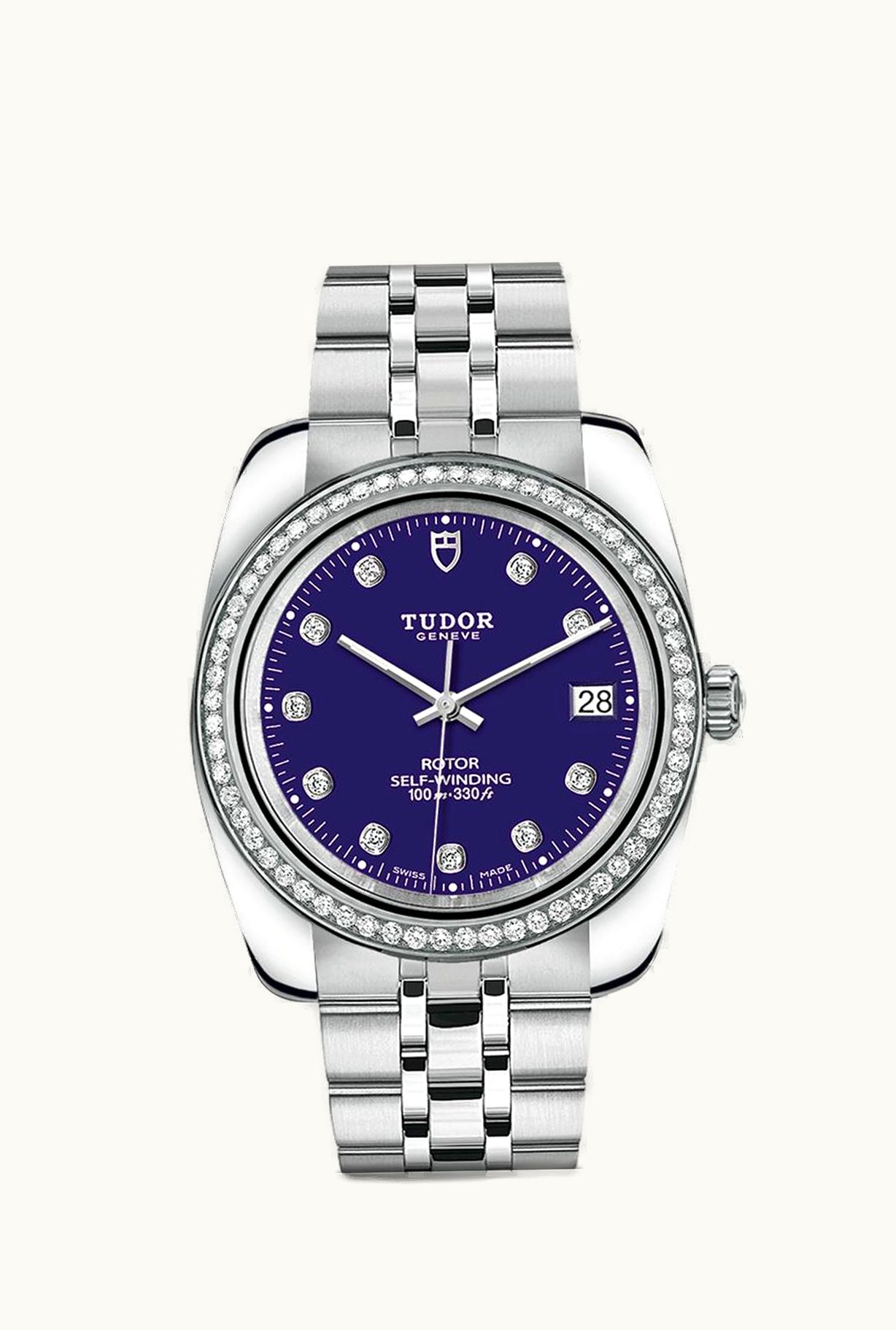 Tudor Classic 38 Stainless Steel / Diamond / Blue-Diamond / Bracelet