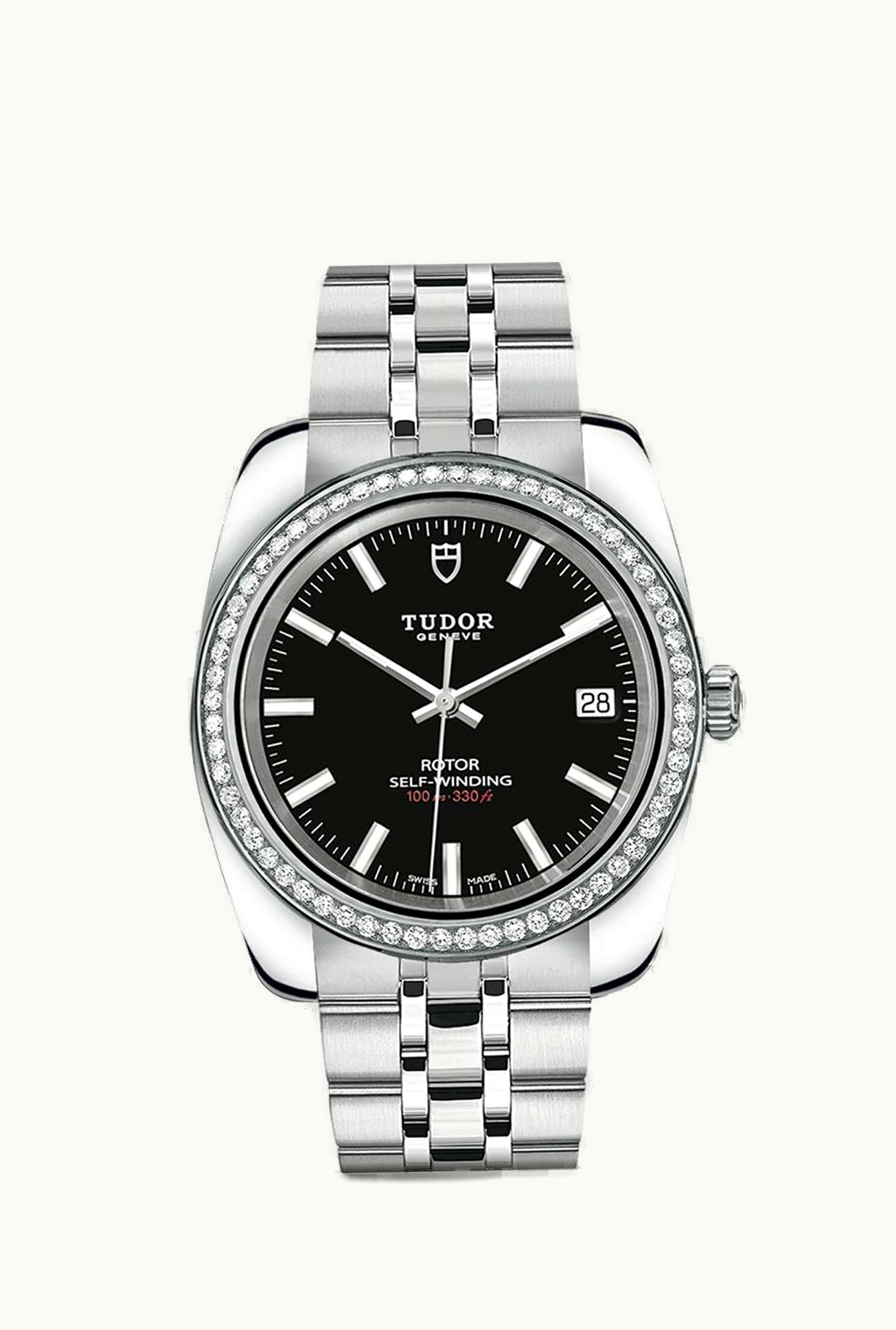 Tudor Classic 38 Stainless Steel / Diamond / Black / Bracelet
