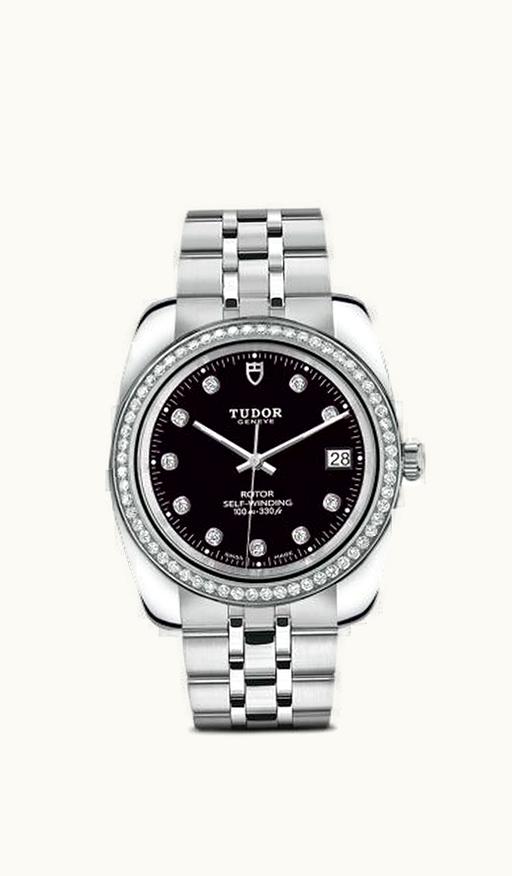Tudor Classic 38 Stainless Steel / Diamond / Black-Diamond / Bracelet