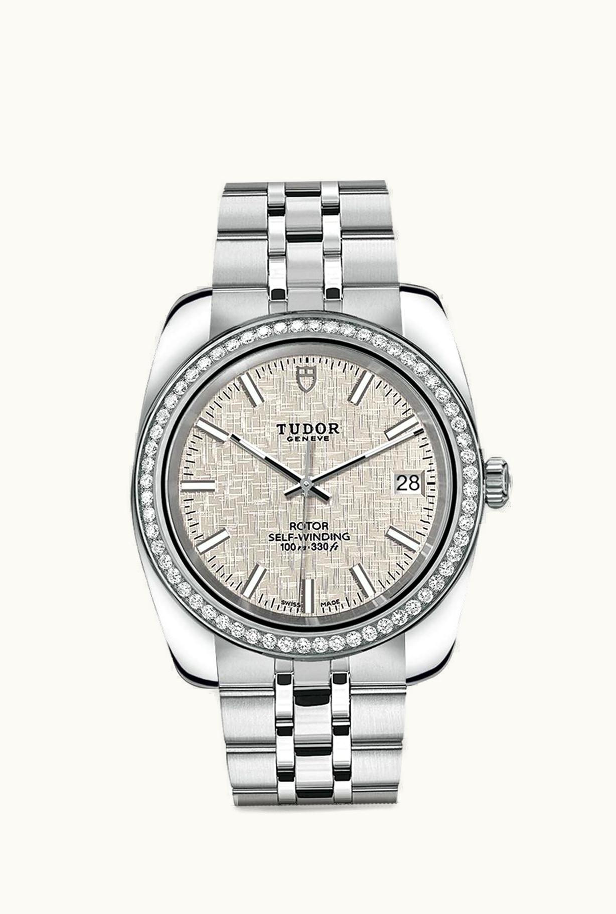 Tudor Classic 38 Stainless Steel / Diamond / Silver / Bracelet