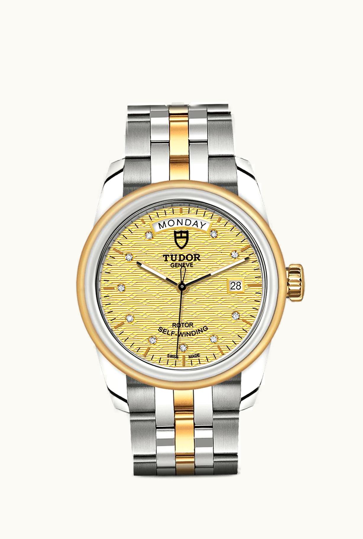 Tudor Glamour Day + Date Stainless Steel / Yellow Gold / Jacquard Champagne-Diamond / Bracelet
