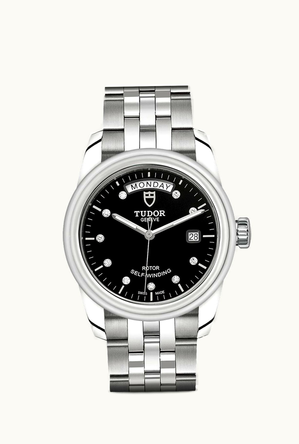 Tudor Glamour Day + Date Stainless Steel / Black-Diamond / Bracelet