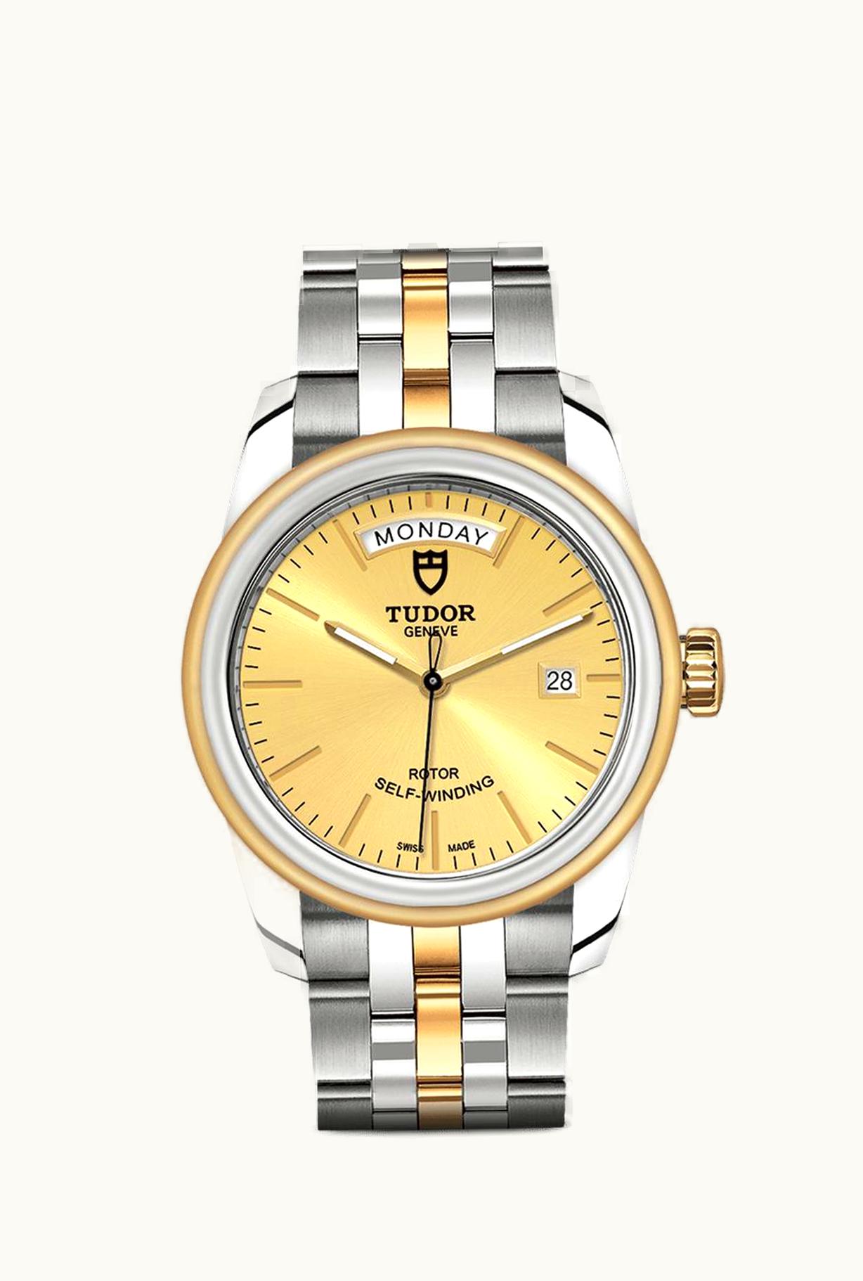 Tudor Glamour Day + Date Stainless Steel / Yellow Gold / Champagne / Bracelet