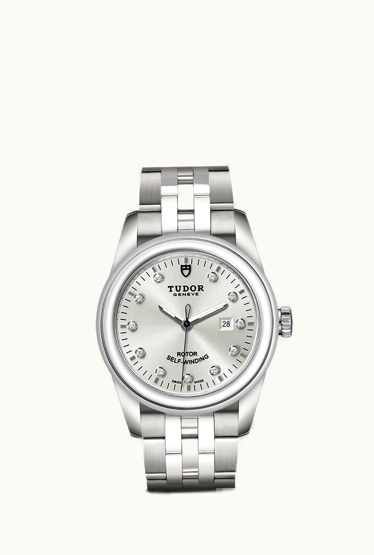 Tudor Glamour Date 31 Stainless Steel / Silver-Diamond / Bracelet