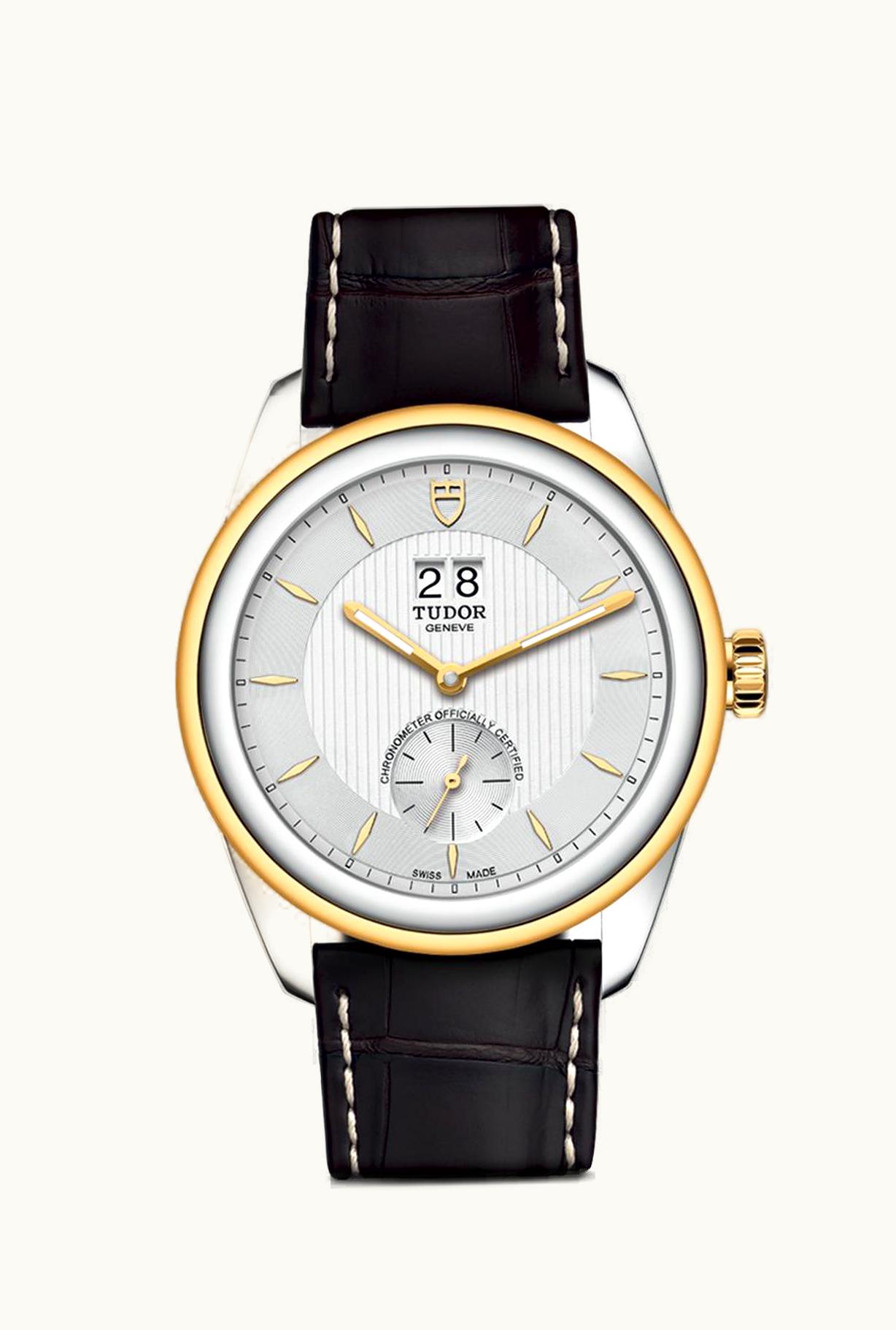 Tudor Glamour Double Date Stainless Steel / Yellow Gold / Silver/ Strap