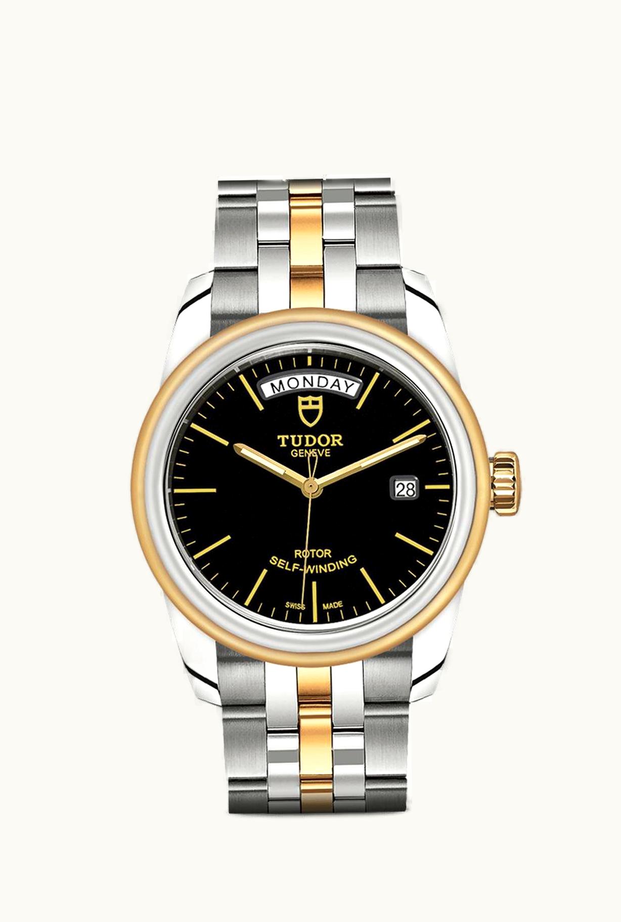 Tudor Glamour Day + Date Stainless Steel / Yellow Gold / Black / Bracelet