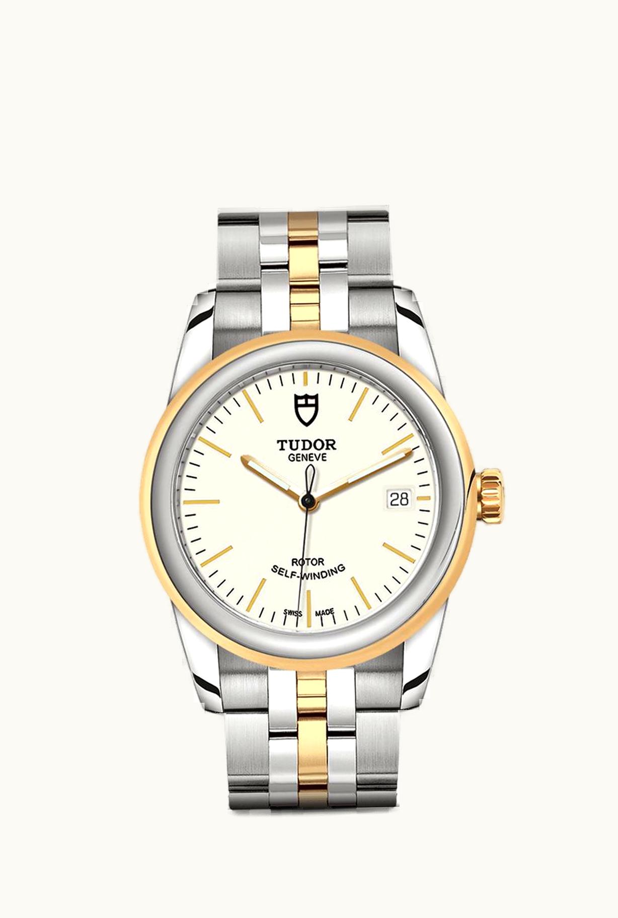 Tudor Glamour Date 36 Stainless Steel / Yellow Gold / Opaline / Bracelet
