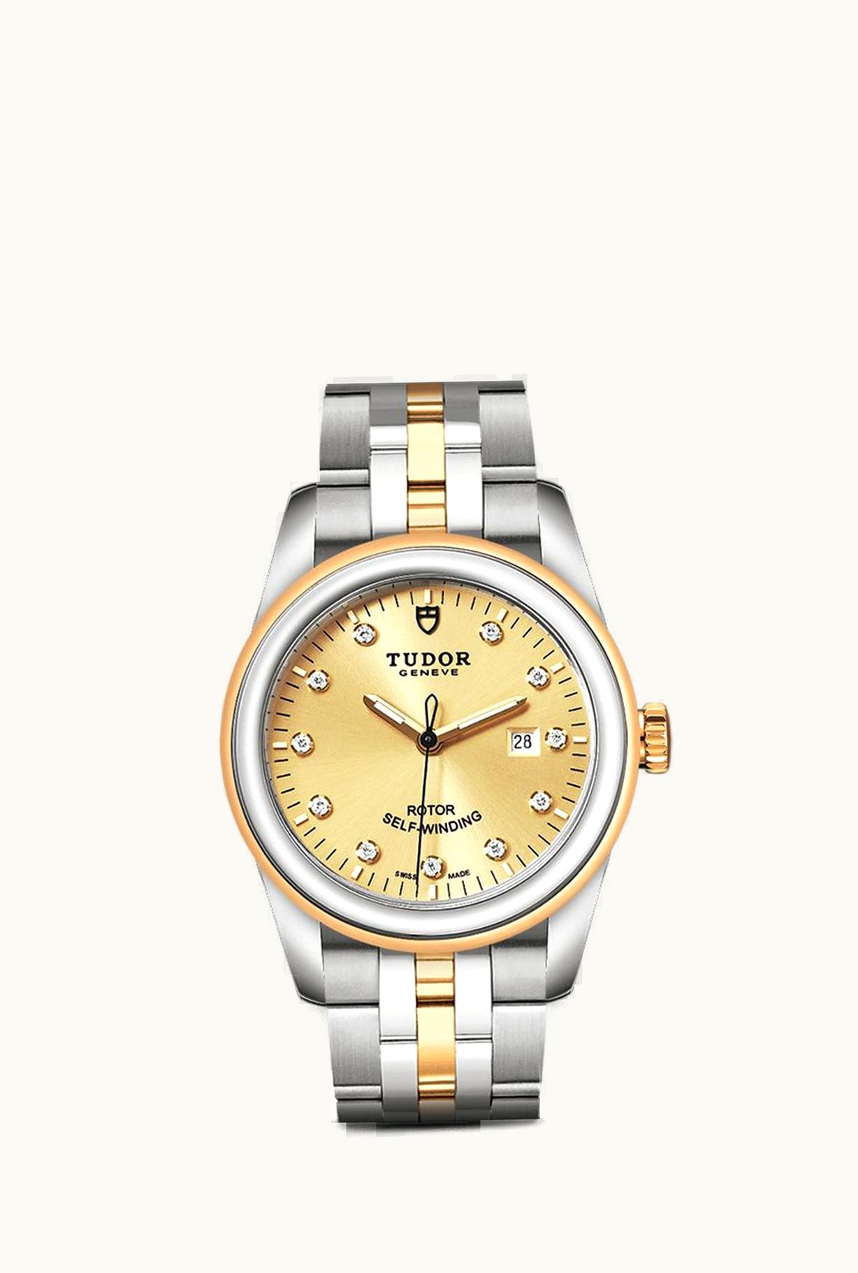 Tudor Glamour Date 31 Stainless Steel / Yellow Gold / Champagne-Diamond / Bracelet