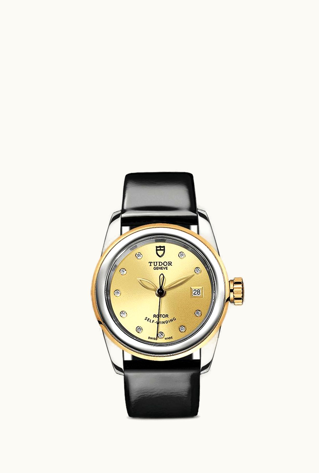 Tudor Glamour Date 26 Stainless Steel / Yellow Gold / Champagne-Diamond / Strap