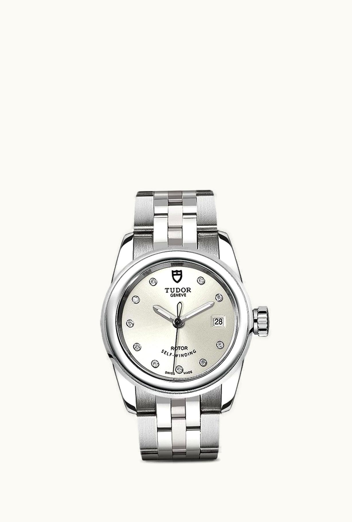 Tudor Glamour Date 26 Stainless Steel / Silver-Diamond / Bracelet