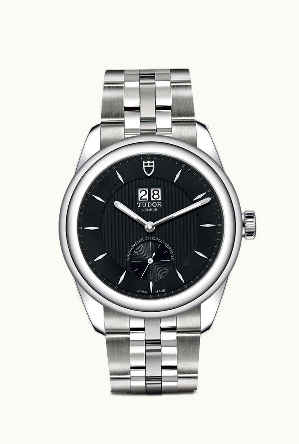Tudor Glamour Double Date Stainless Steel / Black / Bracelet