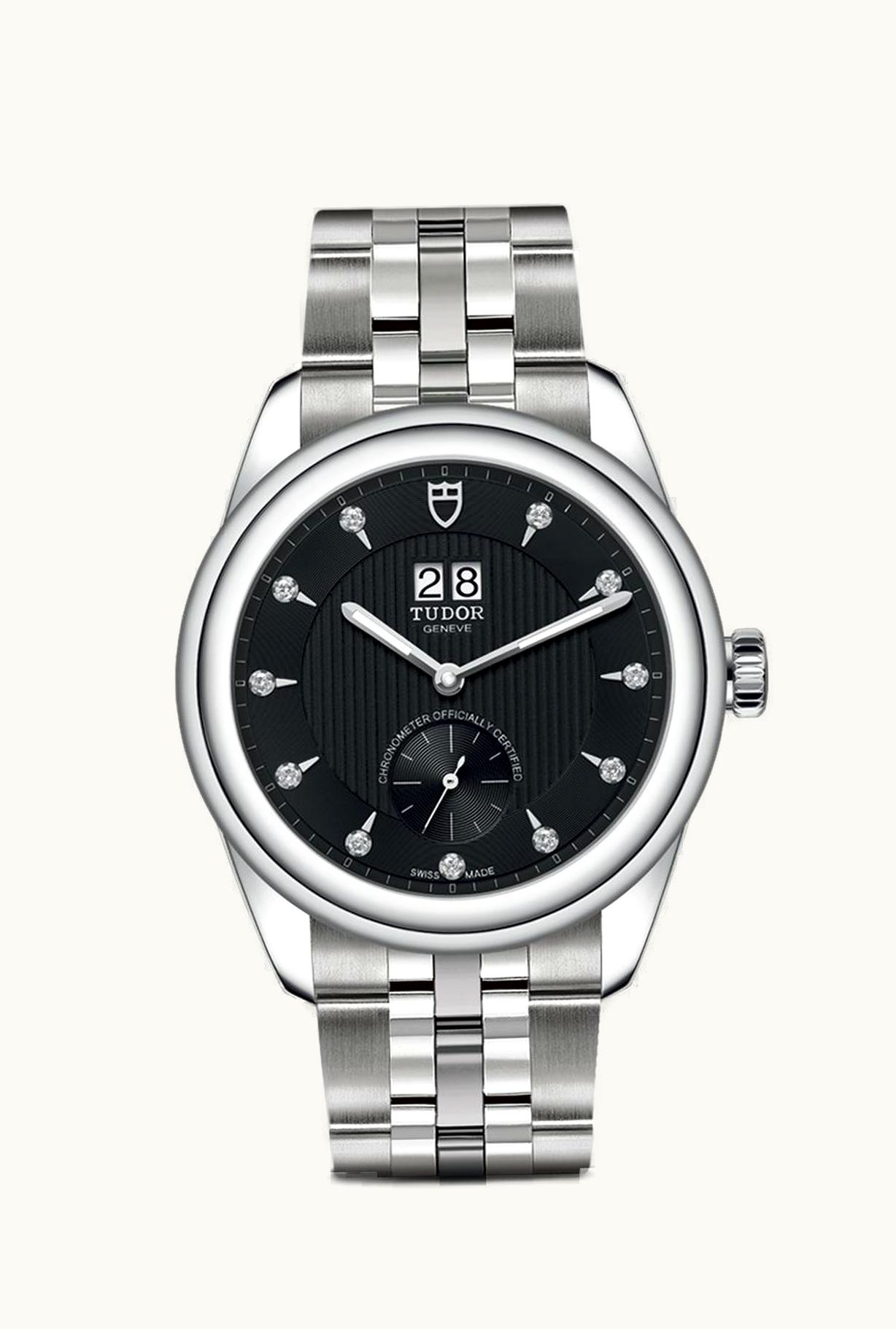 Tudor Glamour Double Date Stainless Steel / Black-Diamond / Bracelet