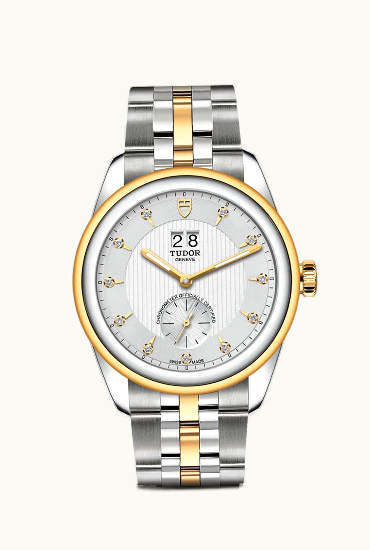 Tudor Glamour Double Date Stainless Steel / Yellow Gold / Silver-Diamond / Bracelet