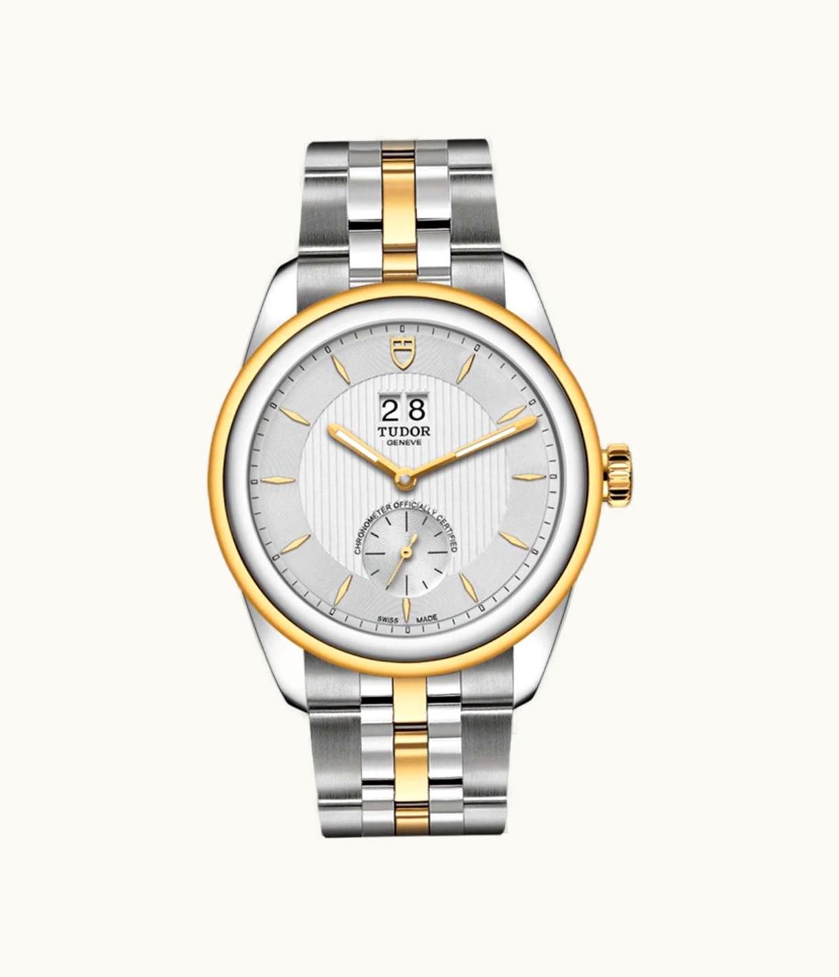 Tudor Glamour Double Date Stainless Steel / Yellow Gold / Silver/ Bracelet