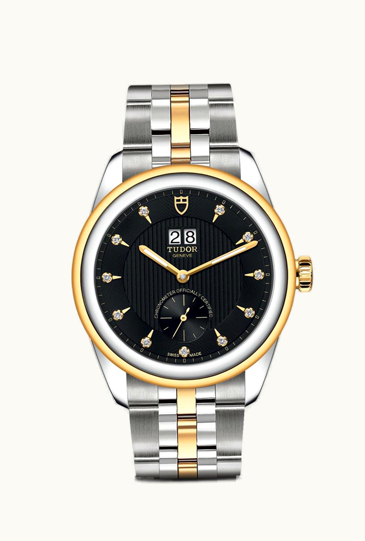 Tudor Glamour Double Date Stainless Steel / Yellow Gold / Black-Diamond / Bracelet