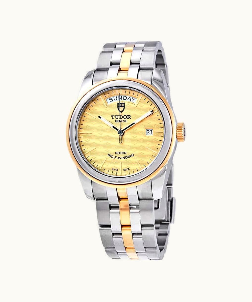 Tudor Glamour Day + Date Stainless Steel / Yellow Gold / Jacquard Champagne / Bracelet