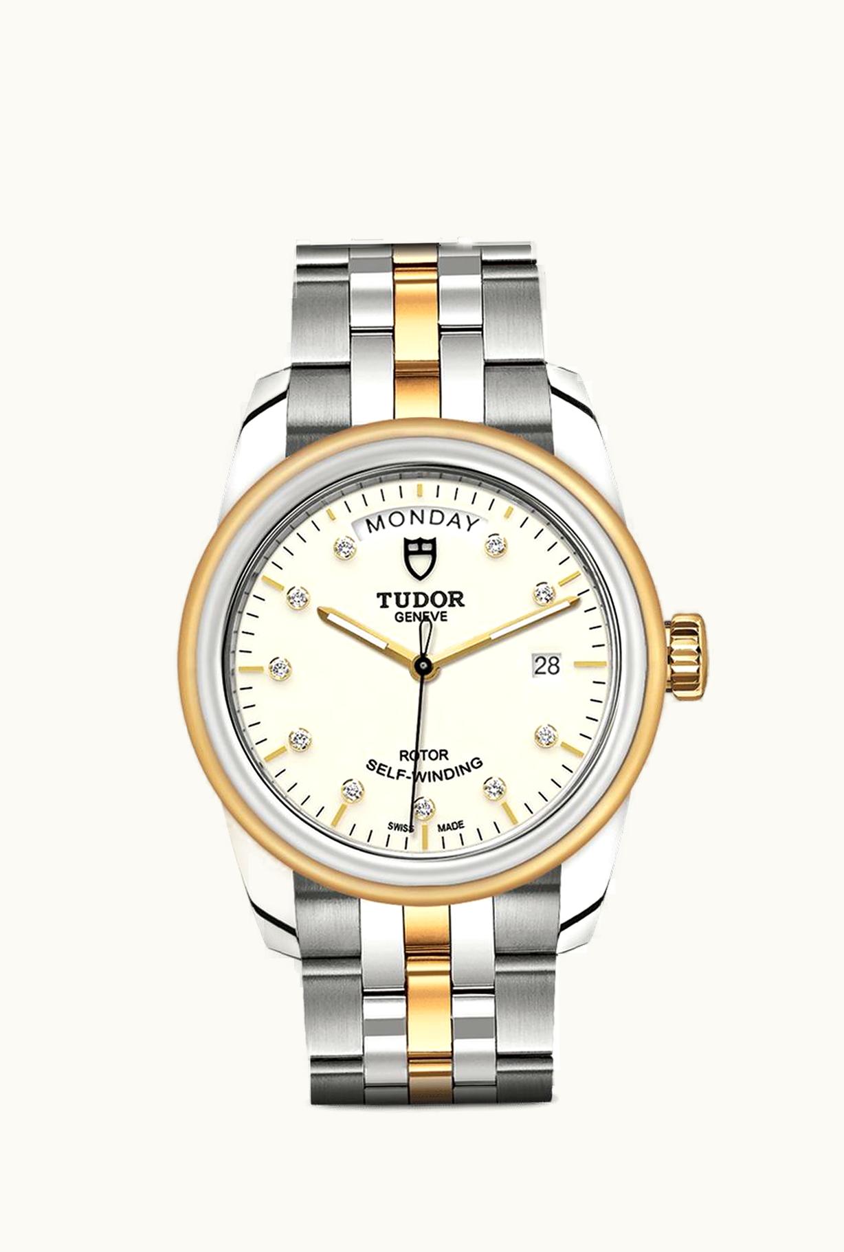 Tudor Glamour Day + Date Stainless Steel / Yellow Gold / Opaline-Diamond / Bracelet