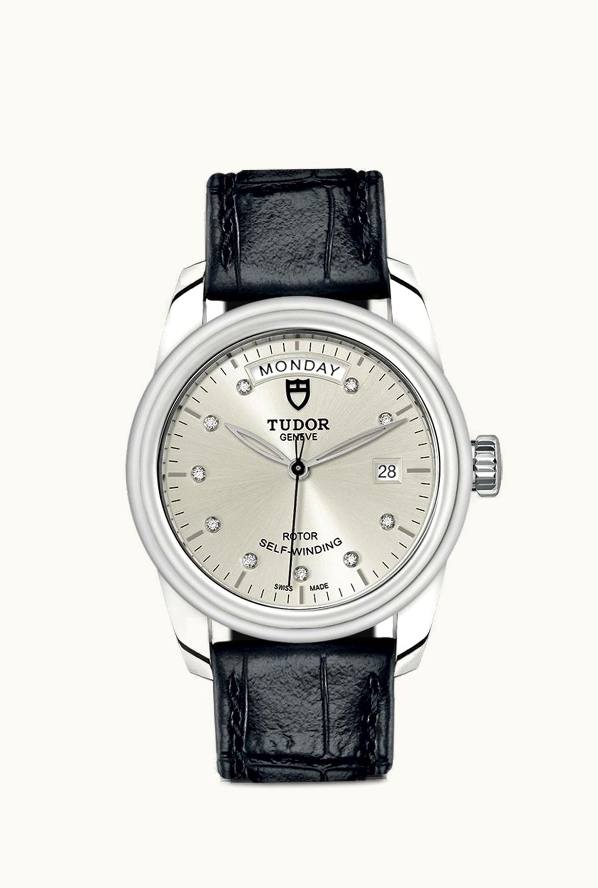 Tudor Glamour Day + Date Stainless Steel / Silver-Diamond / Strap