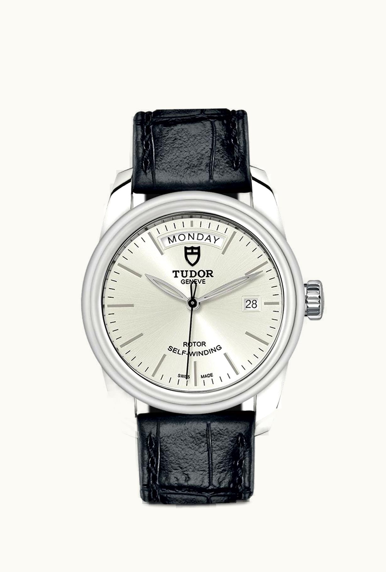 Tudor Glamour Day + Date Stainless Steel / Silver / Strap