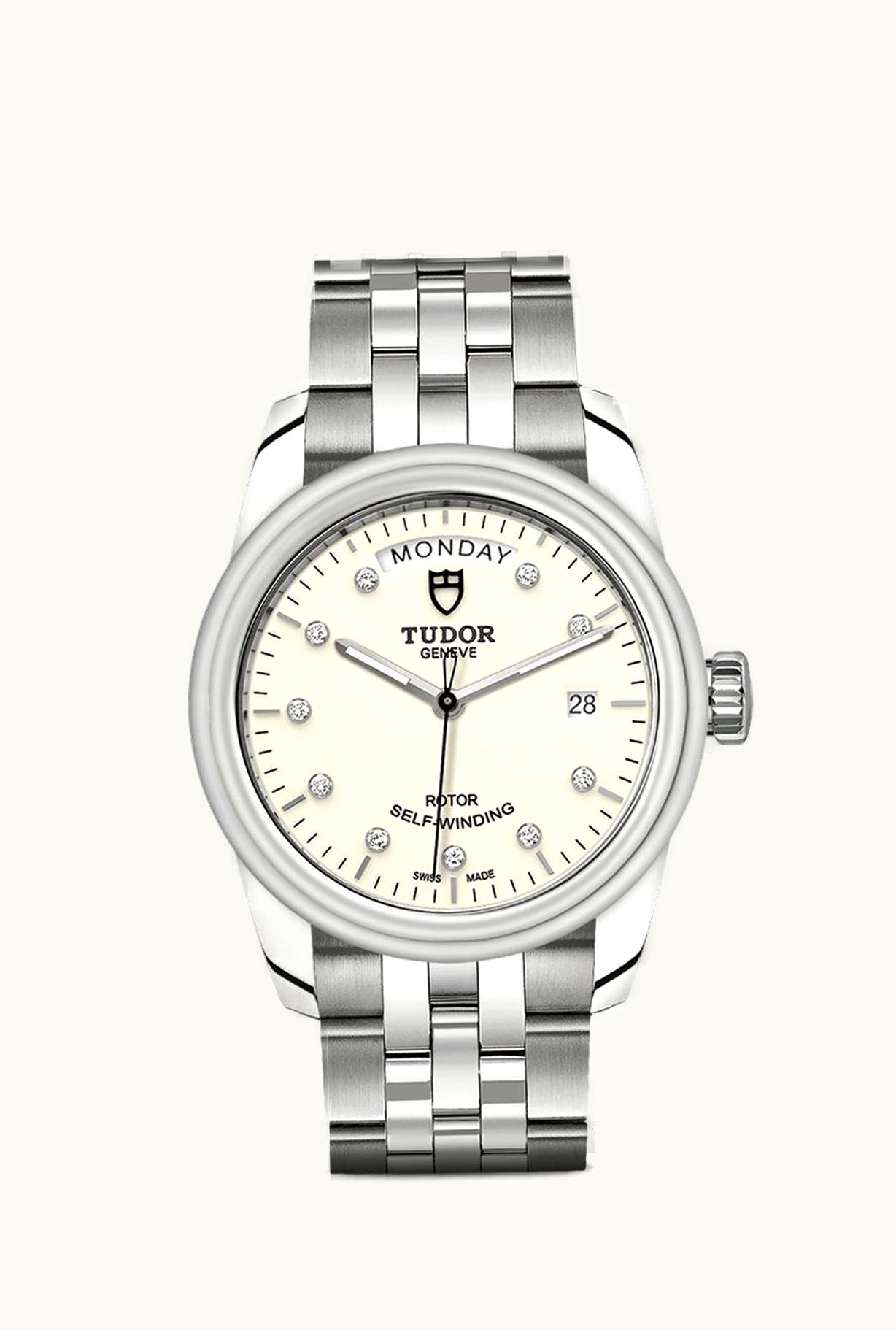 Tudor Glamour Day + Date Stainless Steel / Opaline-Diamond / Bracelet