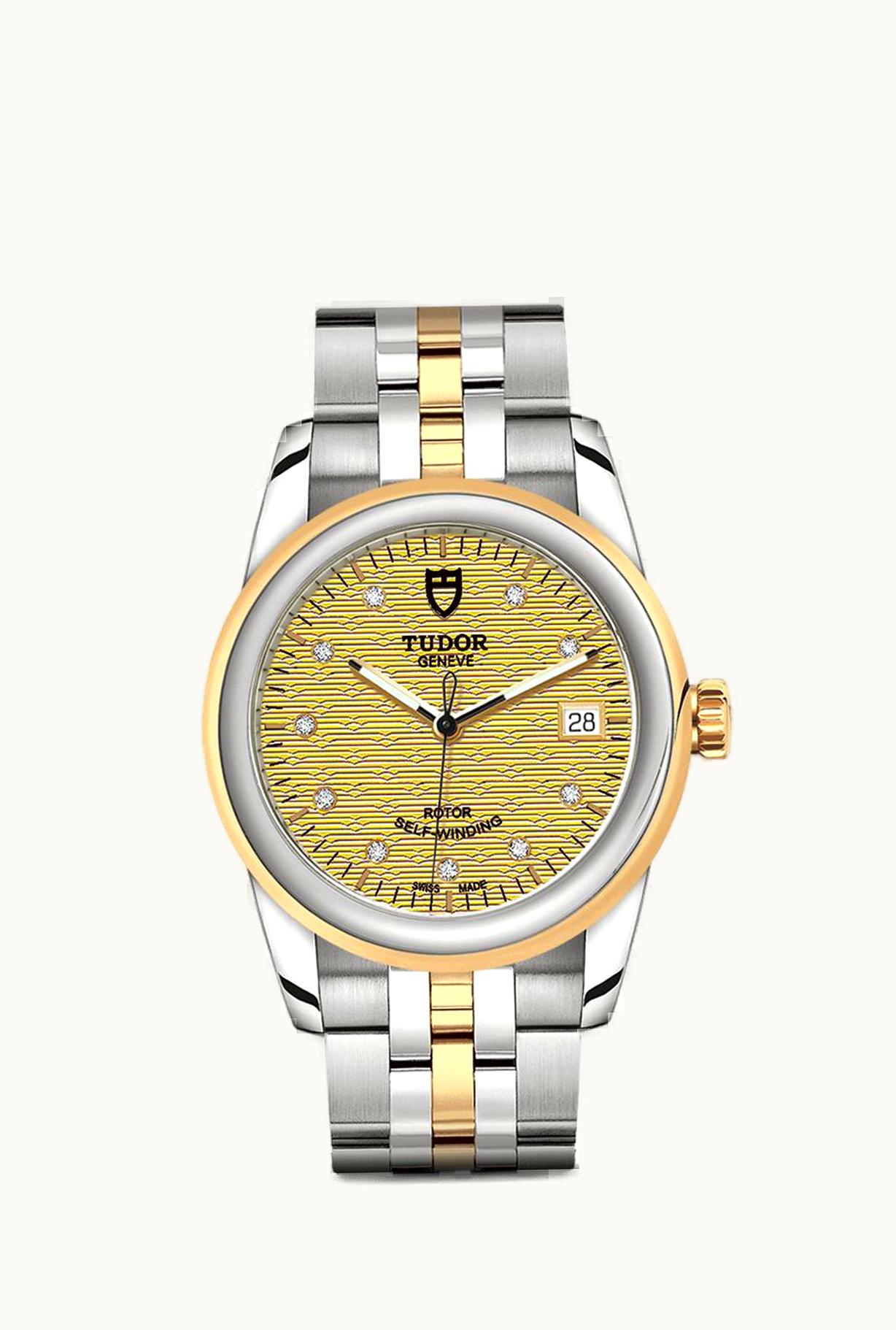 Tudor Glamour Date 36 Stainless Steel / Yellow Gold / Jacquard Champagne-Diamond / Bracelet