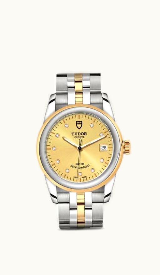 Tudor Glamour Date 36 Stainless Steel / Yellow Gold / Champagne-Diamond / Bracelet