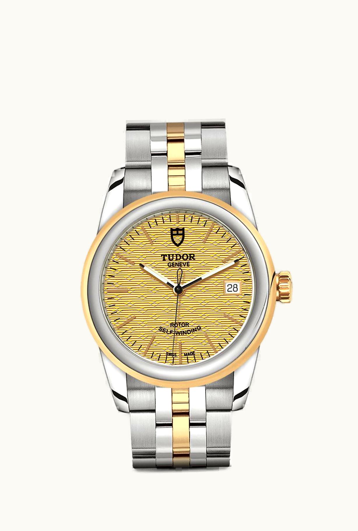 Tudor Glamour Date 36 Stainless Steel / Yellow Gold / Jacquard Champagne / Bracelet