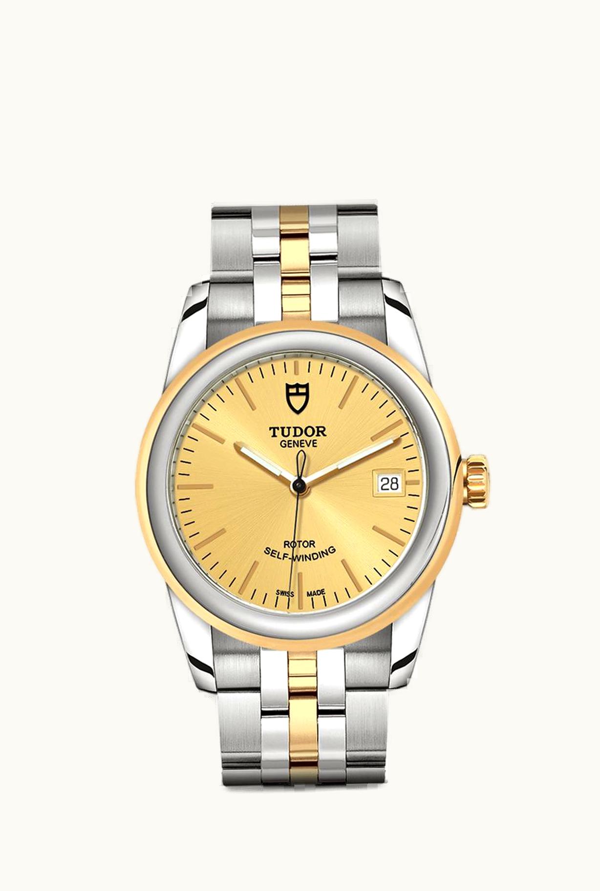 Tudor Glamour Date 36 Stainless Steel / Yellow Gold / Champagne / Bracelet