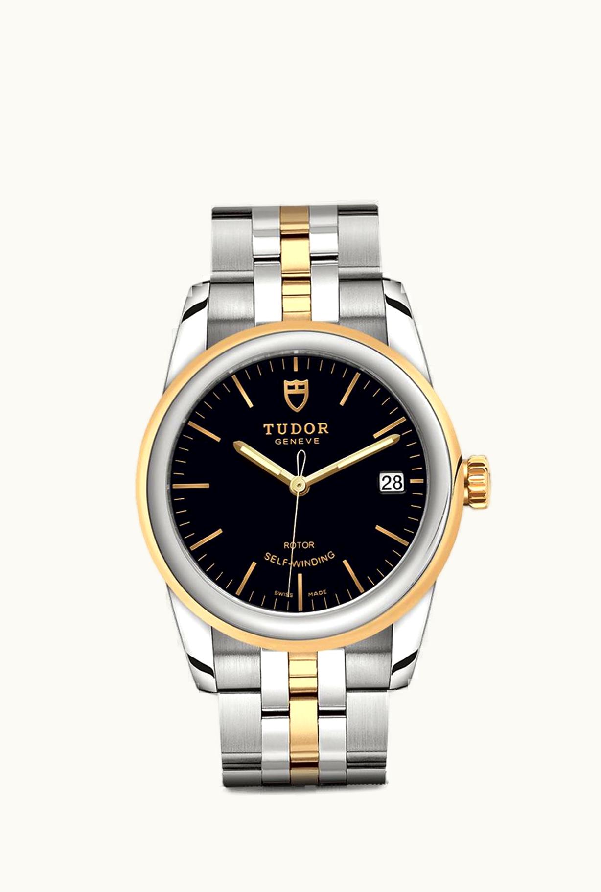 Tudor Glamour Date 36 Stainless Steel / Yellow Gold / Black / Bracelet