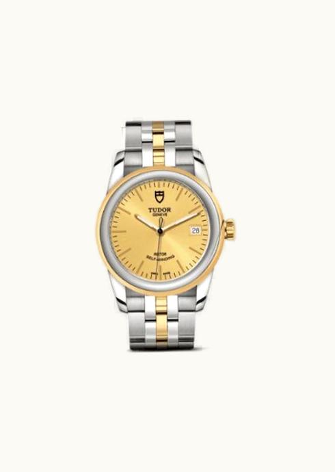 Tudor Glamour Date 36 Stainless Steel / Yellow Gold / Opaline-Diamond / Bracelet