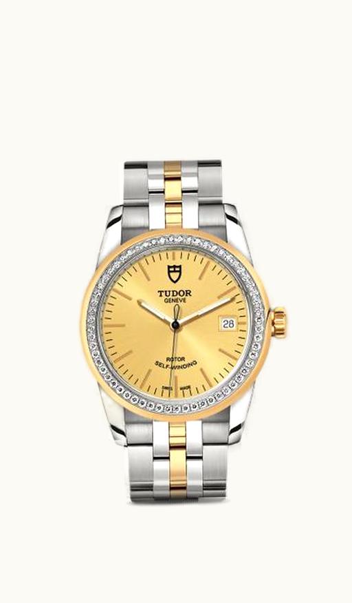 Tudor Glamour Date 36 Stainless Steel / Yellow Gold / Diamond / Champagne / Bracelet