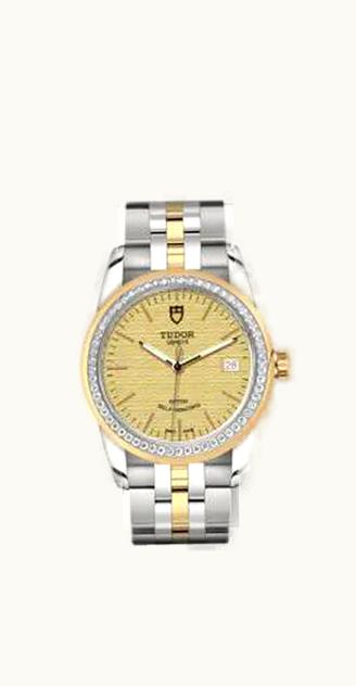 Tudor Glamour Date 36 Stainless Steel / Yellow Gold / Diamond / Jacquard Champagne / Bracelet