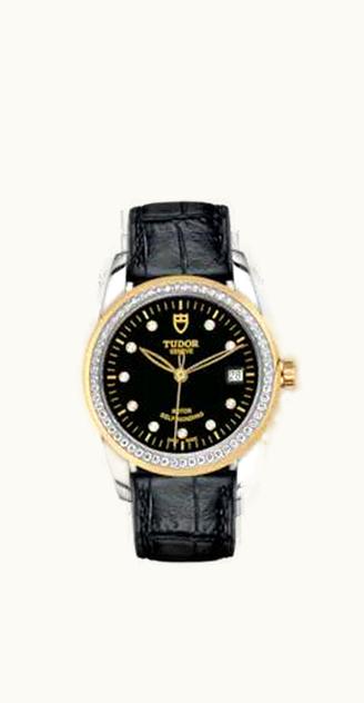 Tudor Glamour Date 36 Stainless Steel / Yellow Gold / Diamond / Black-Diamond / Strap