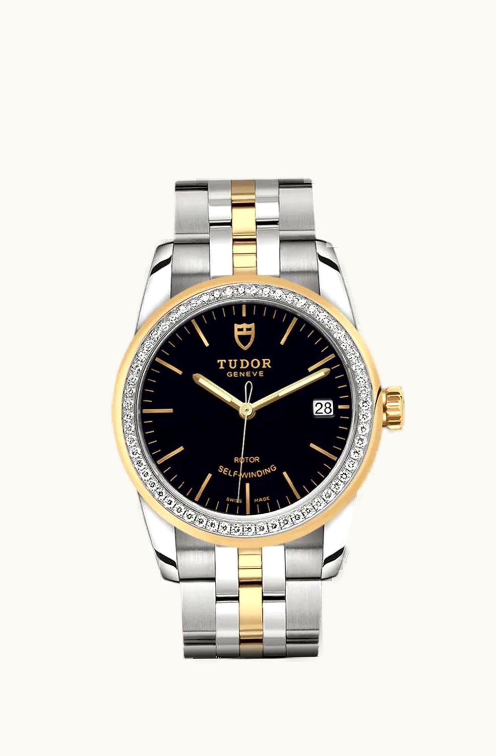 Tudor Glamour Date 36 Stainless Steel / Yellow Gold / Diamond / Black / Bracelet