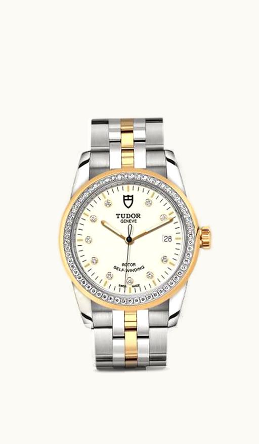 Tudor Glamour Date 36 Stainless Steel / Yellow Gold / Diamond / Opaline-Diamond / Bracelet