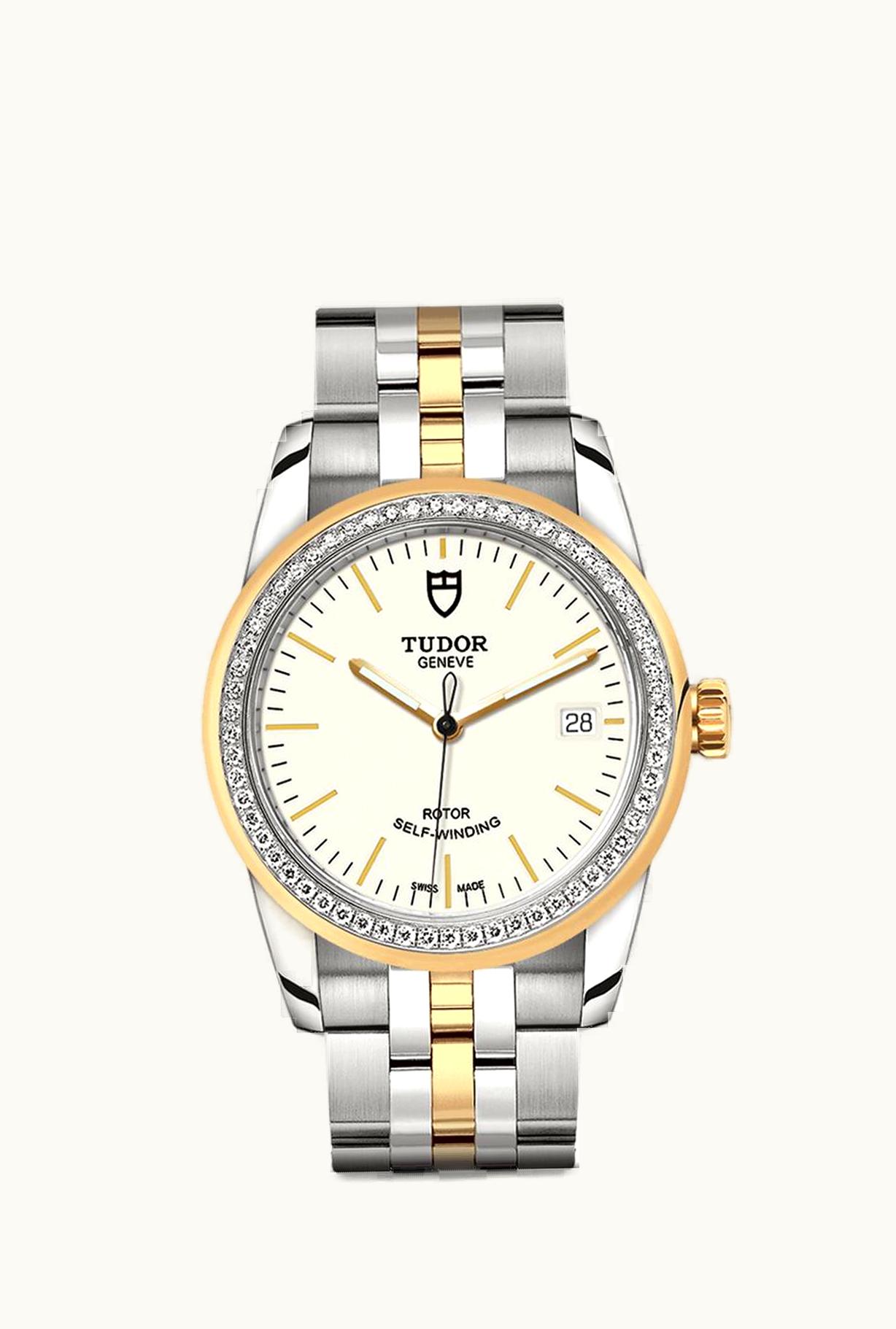 Tudor Glamour Date 36 Stainless Steel / Yellow Gold / Diamond / Opaline / Bracelet