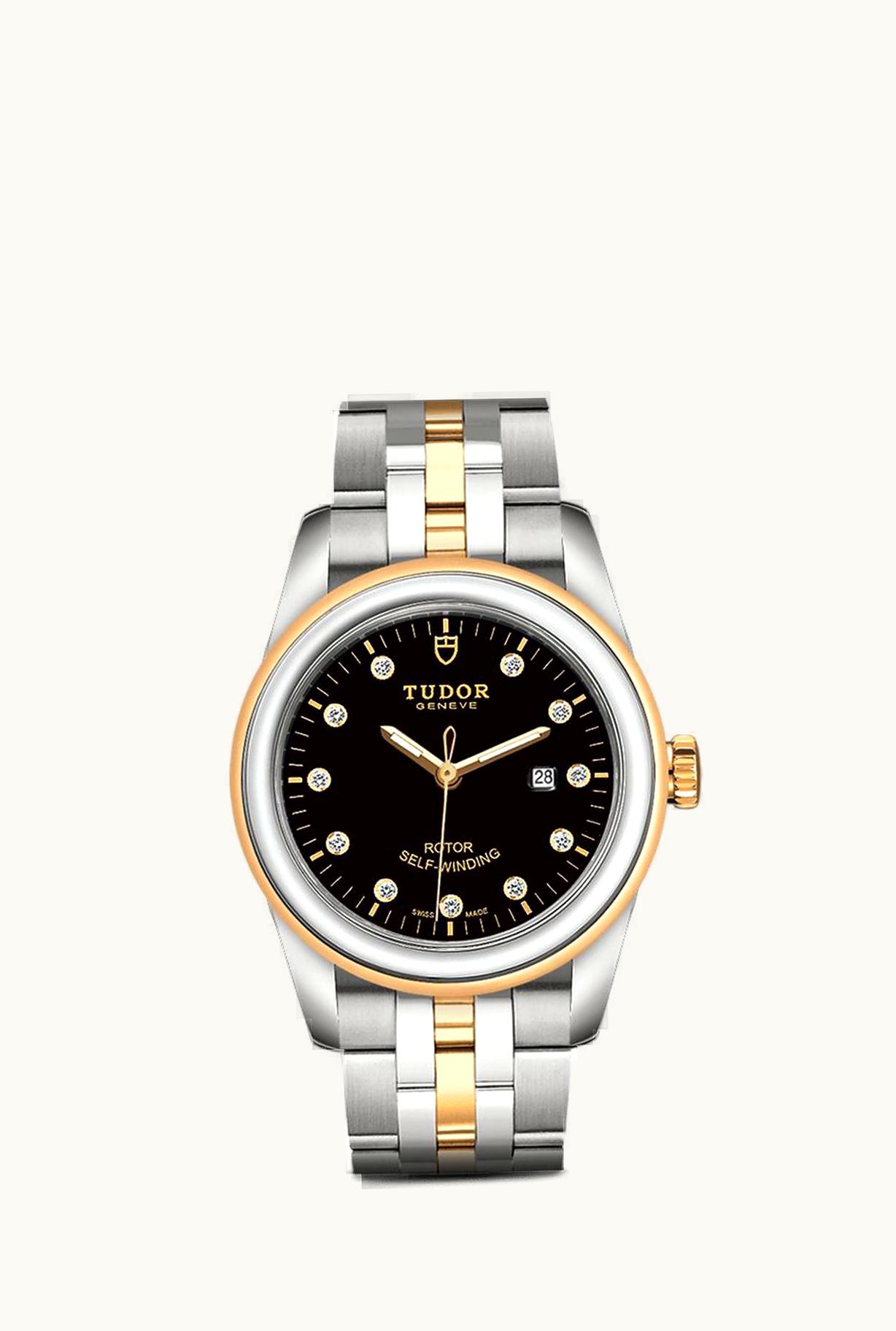Tudor Glamour Date 31 Stainless Steel / Yellow Gold / Black-Diamond / Bracelet