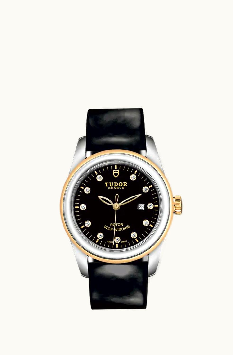 Tudor Glamour Date 31 Stainless Steel / Yellow Gold / Black-Diamond / Strap