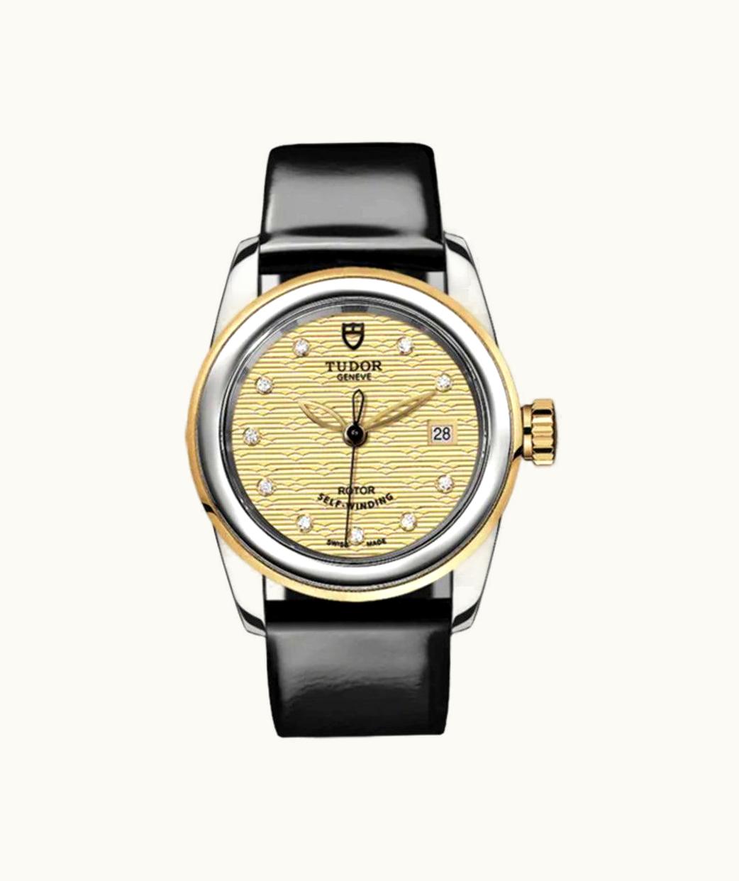 Tudor Glamour Date 26 Stainless Steel / Yellow Gold / Jacquard Champagne-Diamond / Strap