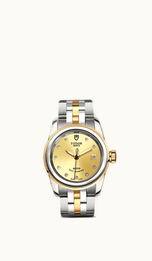 Tudor Glamour Date 26 Stainless Steel / Yellow Gold / Jacquard Champagne / Bracelet